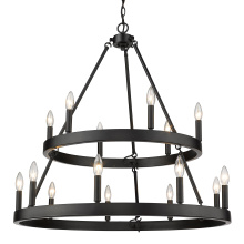 Golden 1017-69 BLK - Golden Lighting Alastair 15-light 2-tier Chandelier (6+9) Matte Black